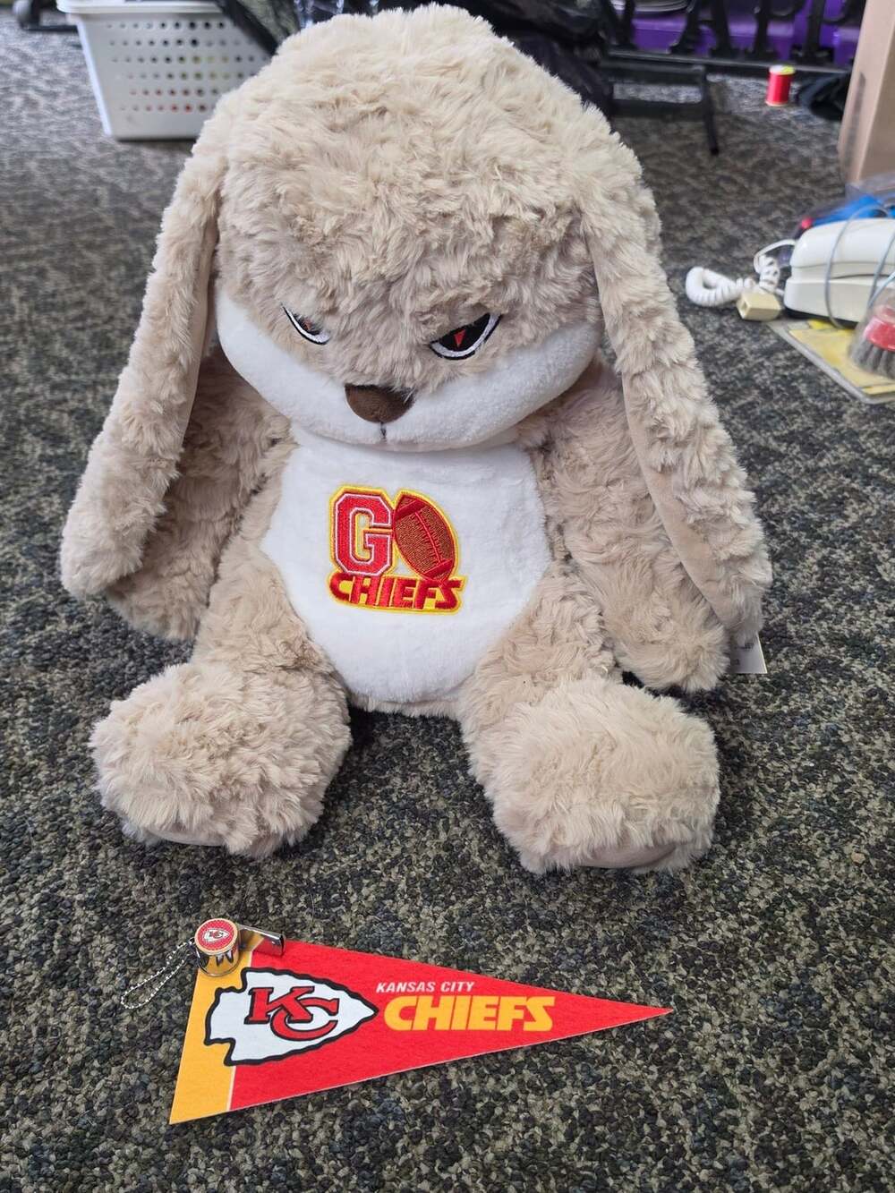 NFL Kansas City Chiefs Grumpy Bunny Plush Toy